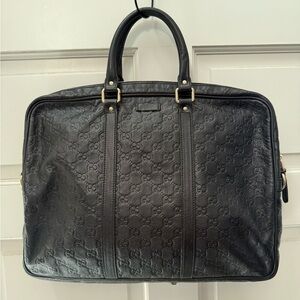 Gucci Black Leather Unisex Briefcase Bag